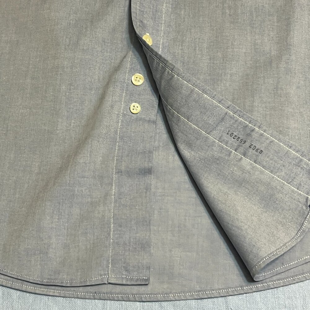 Brooks Brothers 346 Men's Button Up Steel Blue Long Sleeve Size 15.5 Pocket - Picture 7 of 7